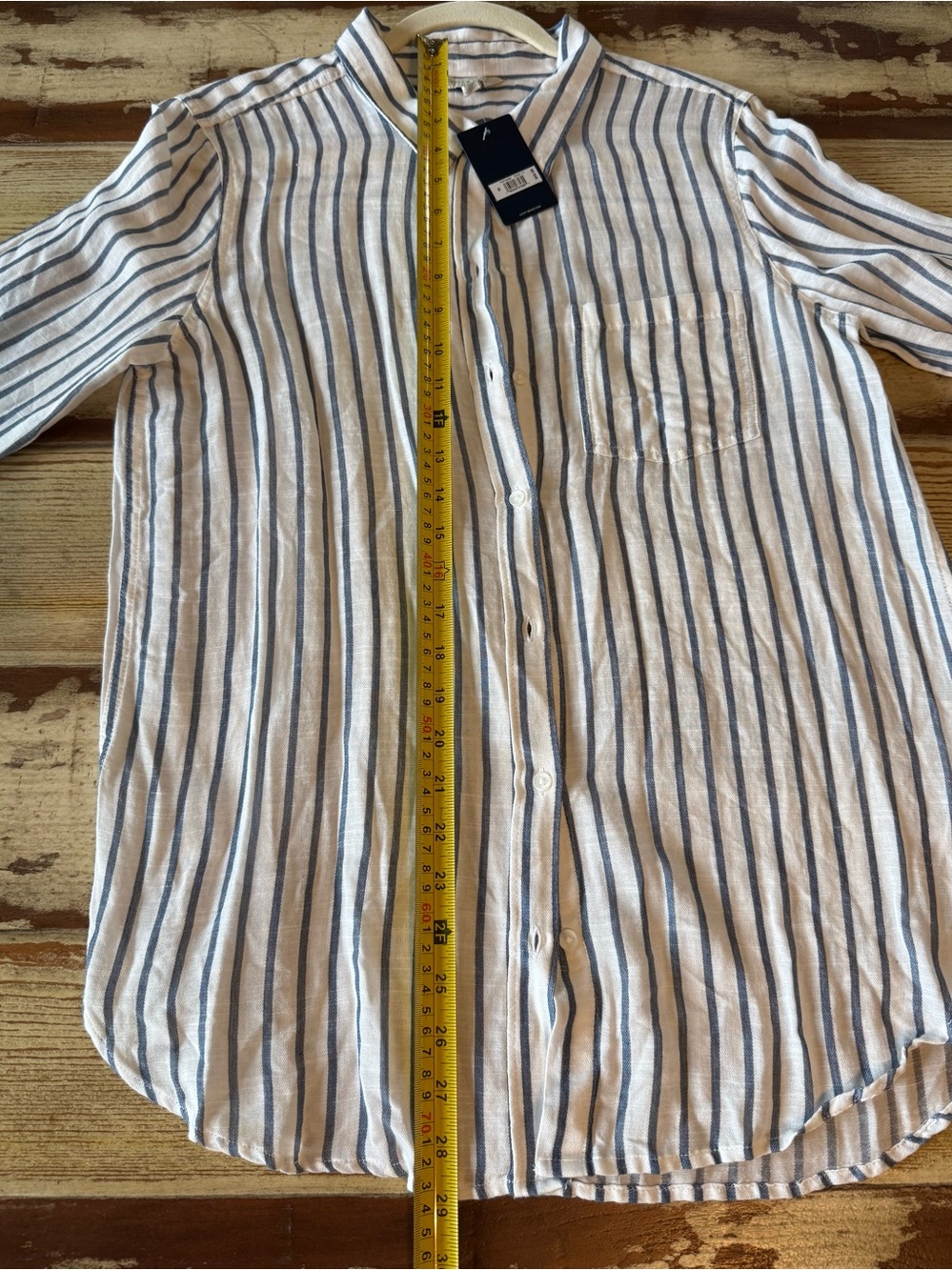 Lucky Brand Women’s White and Blue Vertical Stripe Button-Down Shirt Size M - Picture 9 of 13